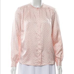 Oscar De La Renta Long Sleeve Light Pink Button Up Blouse